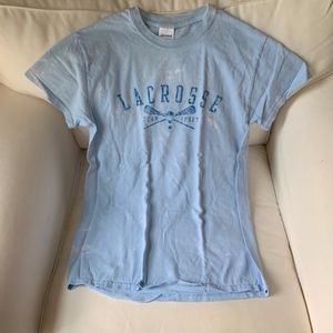 Distressed Graphic Lacrosse Cotton Blue T Shirt